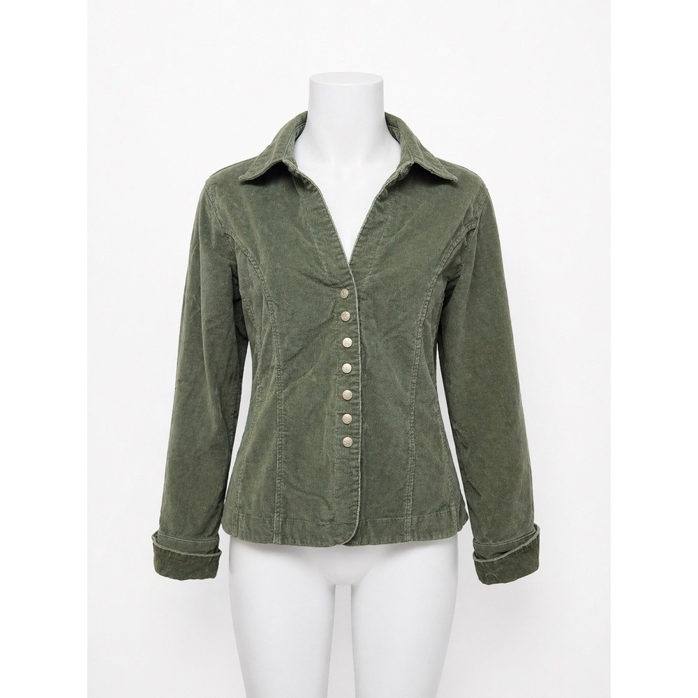 Vtg Women's Green Corduroy Jacket Live A Little Size L